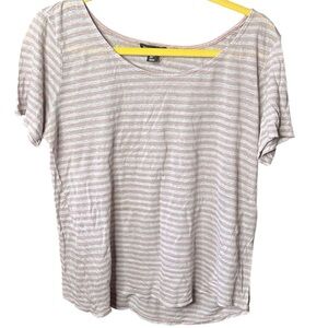 Willi Smith Large Linen Striped Short Sleeve Tee